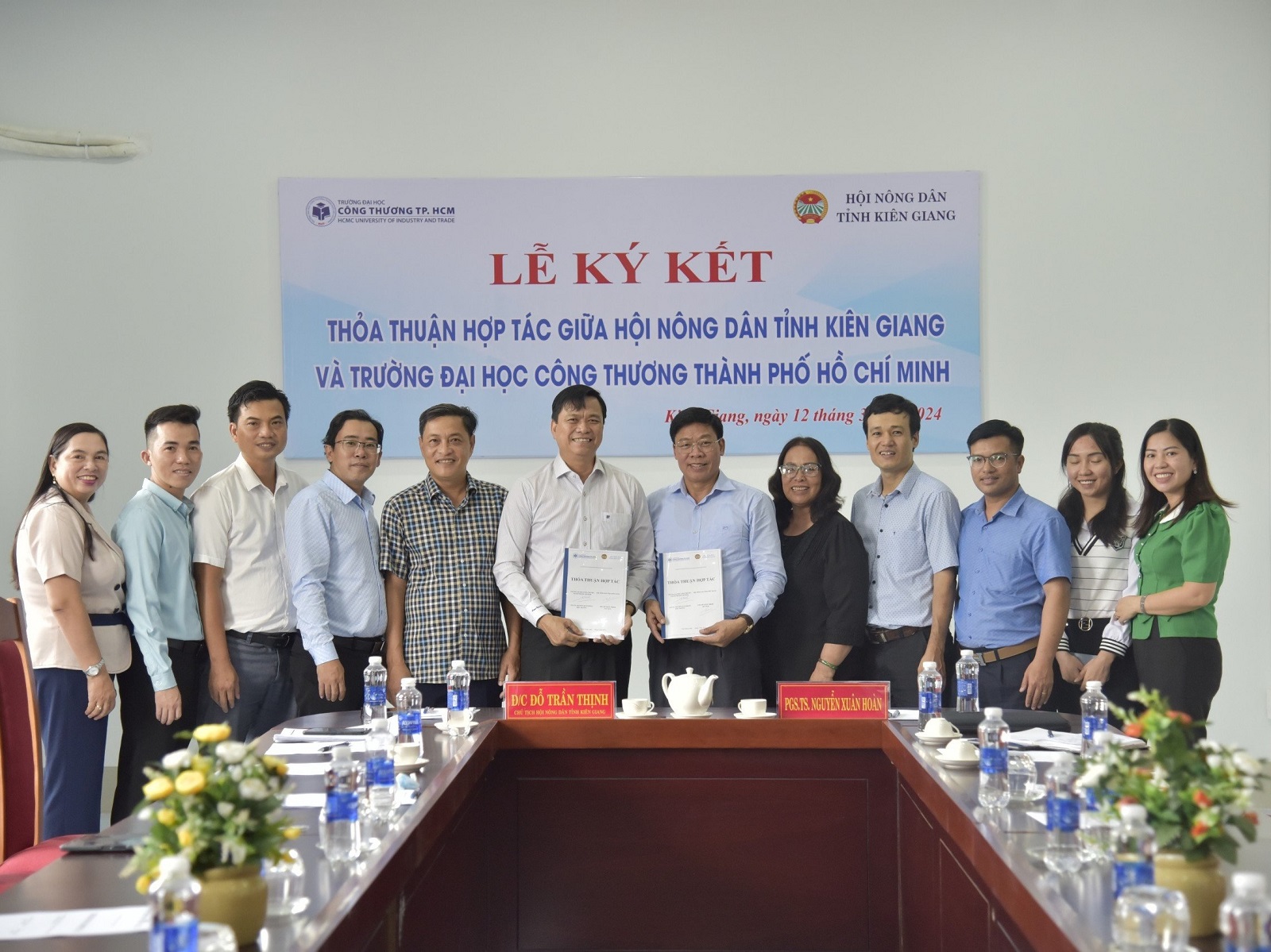 The collaboration agreement ceremony between the Ho Chi Minh City University of Industry and Trade (HUIT) and the Farmer’s Union of Kien Giang Province