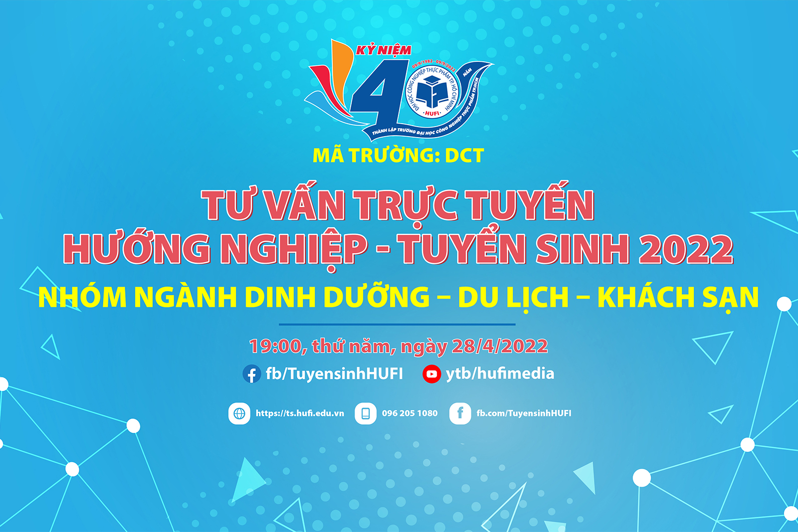 Trực tiếp: Hướng nghiệp - Tuyển sinh 2022 | Nhóm ngành Dinh Dưỡng – Du lịch – Khách sạn